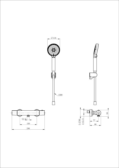 Смеситель для душа с термостатом, Wonzon & Woghand Inn, WW-B2029-A-MB цвет: черный