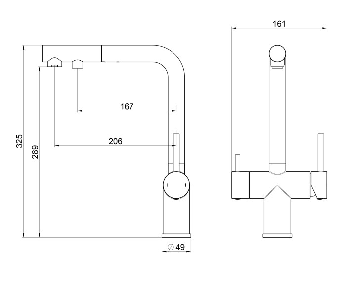 Смеситель для кухни с выдвижным изливом и подключением фильтра, Wonzon & Woghand, WW-88458018-CR цвет: хром