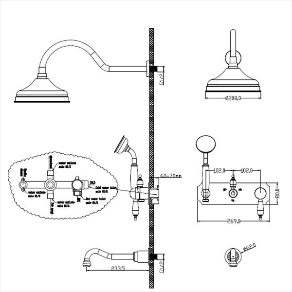 Смеситель для ванны, бронза, Medici Ripresa Boheme 308