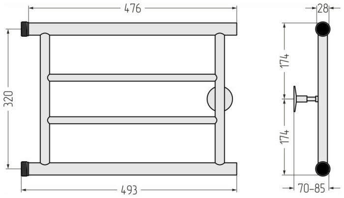 Стилье Водяной полотенцесушитель 320x500, Минор 0600, 00600-3250 цвет: без покрытия