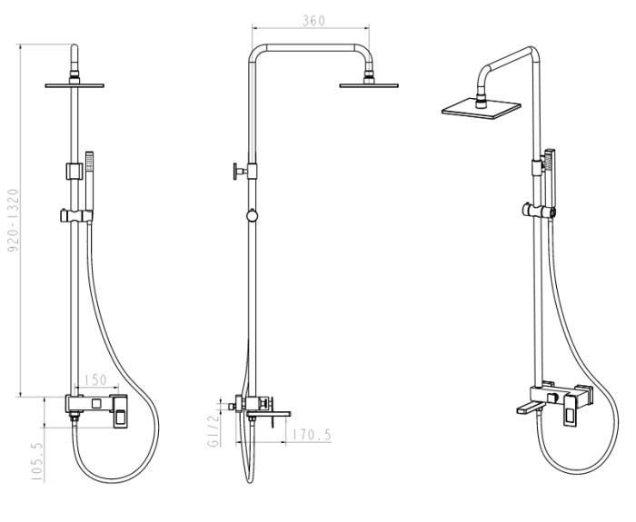 Стойка для душа WhiteChrome Q Boheme 148-WCR