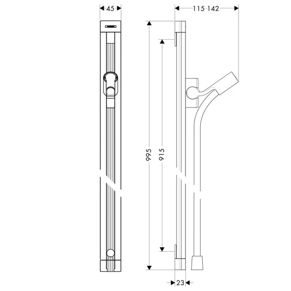 Душевая штанга 90см со шлангом Unica Hansgrohe, хром арт. 27636000