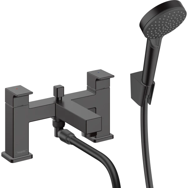 Смеситель для ванны на 2 отверстия, и ручной душ, Hansgrohe Vernis Shape, черный арт. 71462670