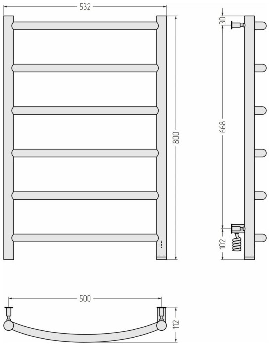 Сунержа Электрический полотенцесушитель 1200x500, Галант 4.0, 31-0831-8050 цвет: матовый чёрный