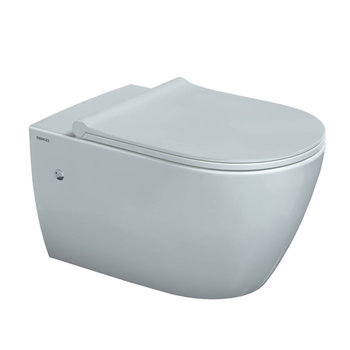 Комплект инсталляции -  кнопка белая, унитаз MASCON Rimless, сидение дюропласт микролифт, быстросъём, Berges ATOM Line арт. 043352