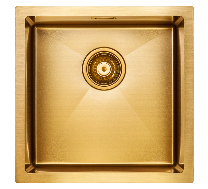 Мойка для кухни нержавеющая 440х440мм Paulmark ALLER, брашированное золото, PVD - PM904444-BG