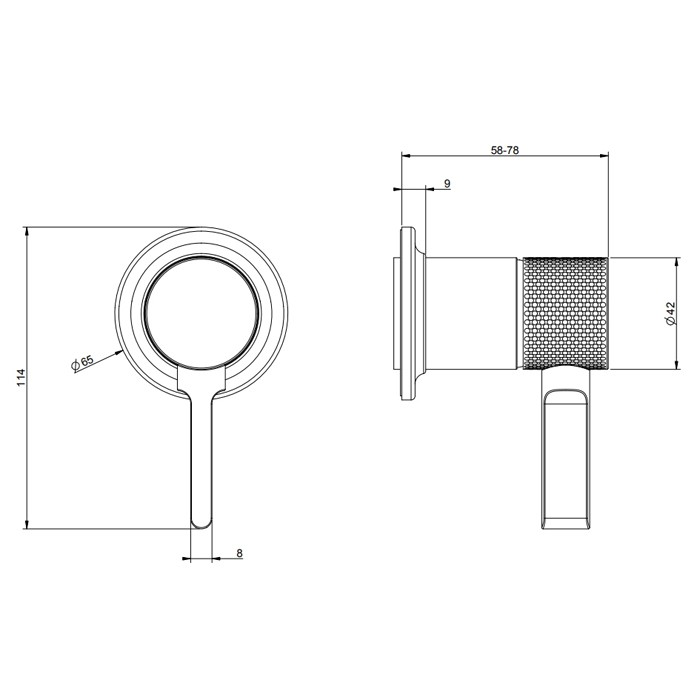 Внешние части для встраиваемого однорычажного смесителя, на 1/2", картридж ?35 мм,одна позиция. Цвет: Шлифованный черный металик, Gessi INCISO, шлифованный черный металик арт. 58109#707