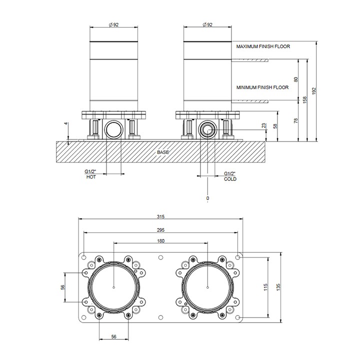 Встраиваемая часть для смесителя для ванны на 3 выхода, Gessi PARTI INCASSO, steel brushed арт. 58099#031