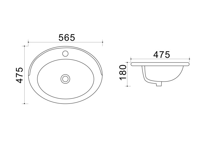 Раковина 56,5х47,5х18 встраиваемая, белая, Azario - AZ-404