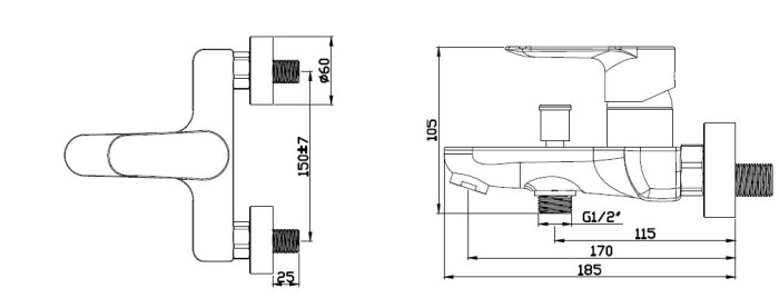 Смеситель для ванны с коротким изливом, хром, Azario LEYA арт. AZ-15920501