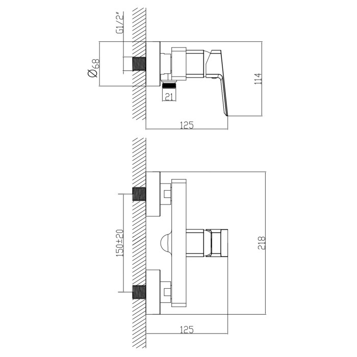 Смеситель для душа с ручным душем, керамический картридж, хром, Azario HARDCORE арт. AZ-VKM338277C