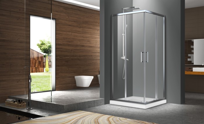 Душевое ограждение 90х90х195 хром, 6мм прозрачное стекло Seattle, Azario арт. AZ-131 S A 90*90*195