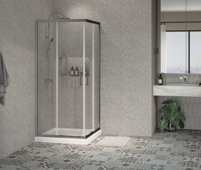 Душевое ограждение 90х90х195 хром, 6мм прозрачное стекло Seattle, Azario арт. AZ-131 S A 90*90*195