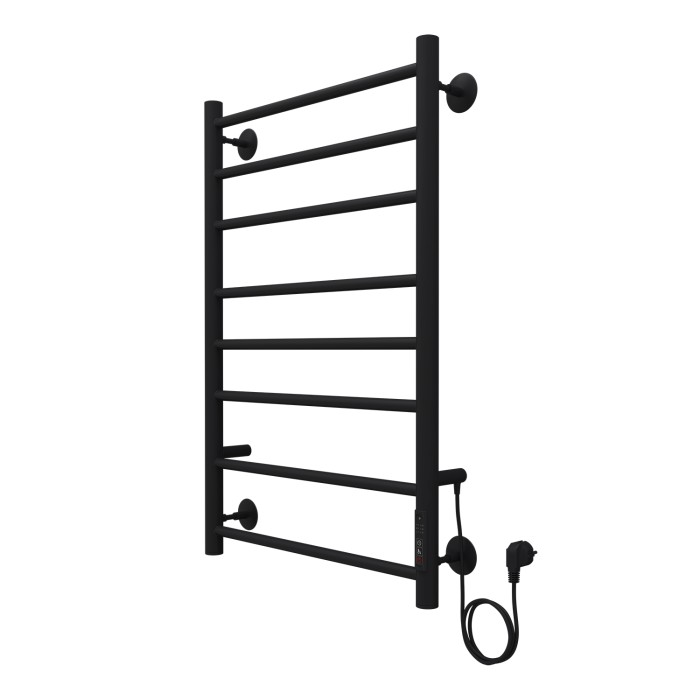 Полотенцесушитель электрический 500/800 8 секций, диммер справа, черный, Parma Azario - AZ10858B