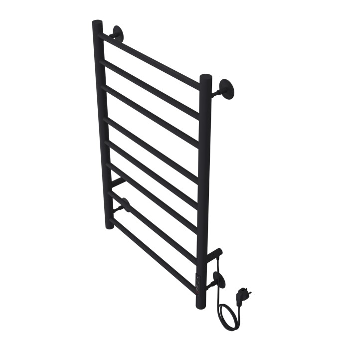Полотенцесушитель электрический 500/800 8 секций, диммер справа, черный, Parma Azario - AZ10858B
