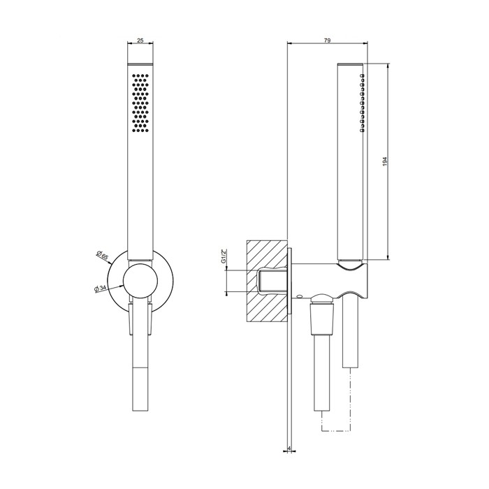Душевая лейка с держателем, шлангом 150см., Gessi 316, black xl арт. 54023#299