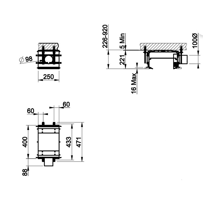 Профиль линейный 250 мм, с подготовкой под систему ОВиК/HVAC, Gessi Binario, black xl арт. 61031#299