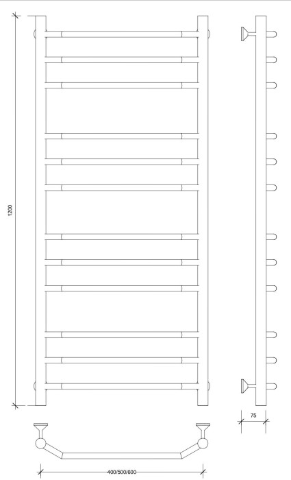 Полотенцесушитель водяной 120x60 Агата 3 (хром) Secado арт. 4603777444372