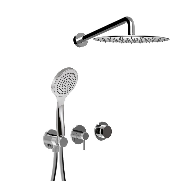 Встраиваемый душевой комплект на 2 режима, однорычажный, с поворотны переключателем, ручной душ, кронштейн, верхний душ d25 см, Giulini My ring, хром арт. MR0086EP