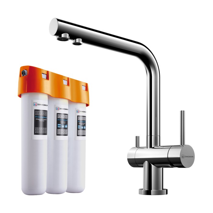 Комплект смеситель + фильтр Nagano-C + Pure drop Lite Omoikiri арт. 4146.8028