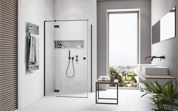 Душевое ограждение Radaway Essenza 8 KDJ Black 90х90х200см, стекло прозрачное 8мм, профиль черный