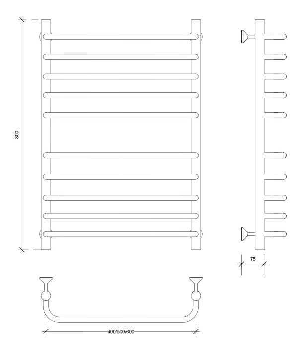 Полотенцесушитель водяной 80x60 Мерида 4 (хром) Secado арт. 4603777445775