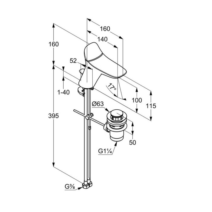 Однорычажный смеситель на умывальник dn15, ambienta Kludi, хром - 530230575