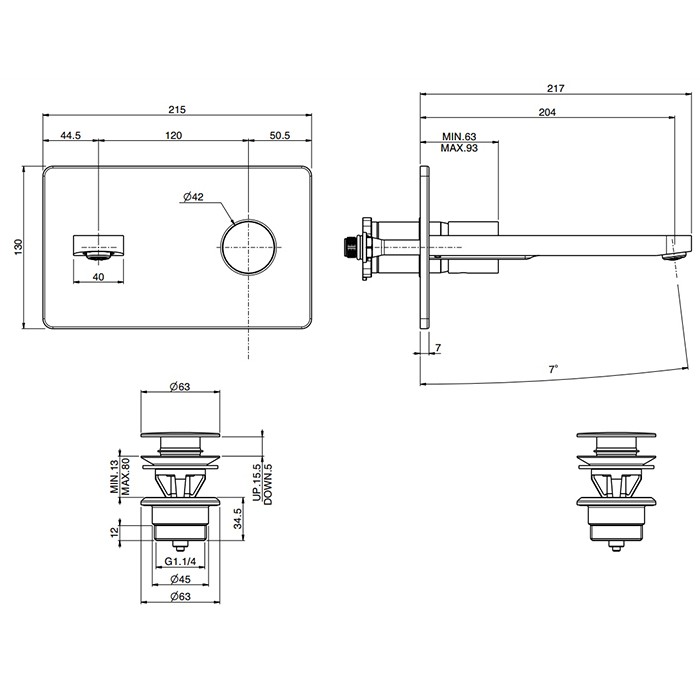 Fima Carlo Frattini Cмеситель для раковины, встраиваемый, излив: 16.7см., Nomos Go, F4201WX5CR цвет: хром