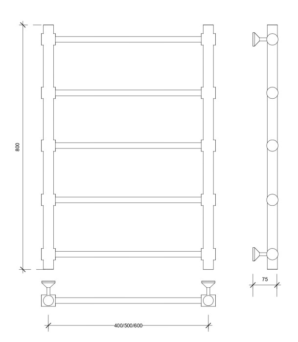 Полотенцесушитель водяной 80x50 Флоренция 2 (хром) Secado арт. 4603759404325
