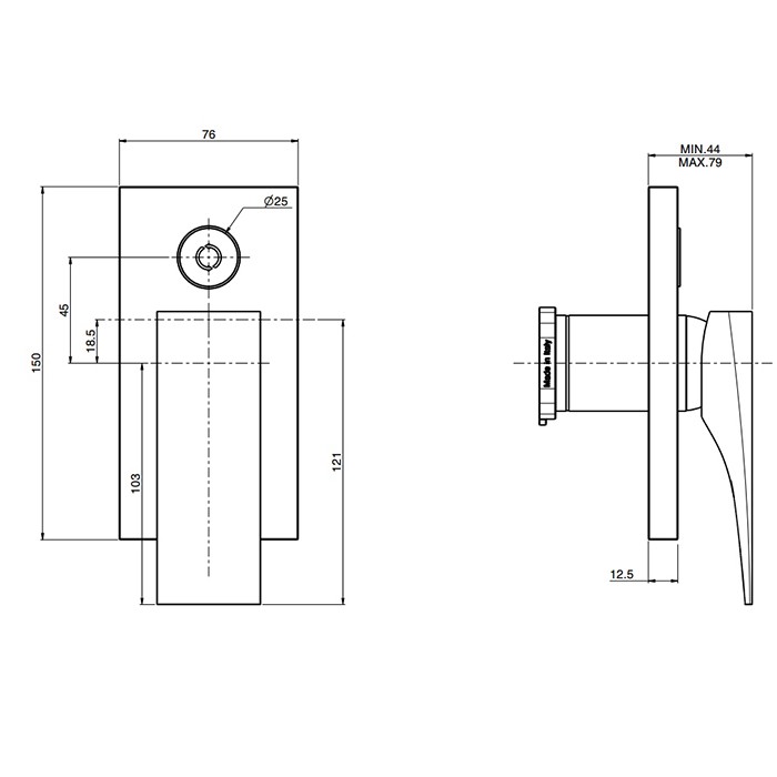 Fima Carlo Frattini Смеситель для душа, встраиваемый, с переключателем на 2 выхода, Zeta, F3969E2NS цвет: черный
