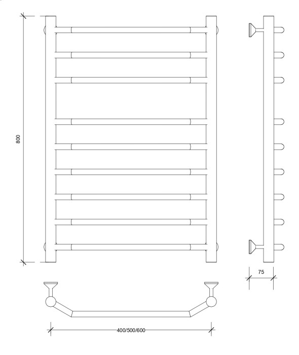 Полотенцесушитель водяной 80x40 Агата 5 (черный) Secado арт. 4673739223697