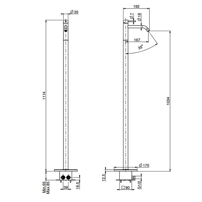Fima Carlo Frattini Смеситель для раковины, напольный, Spillo Up, F3031/PNNS цвет: черный