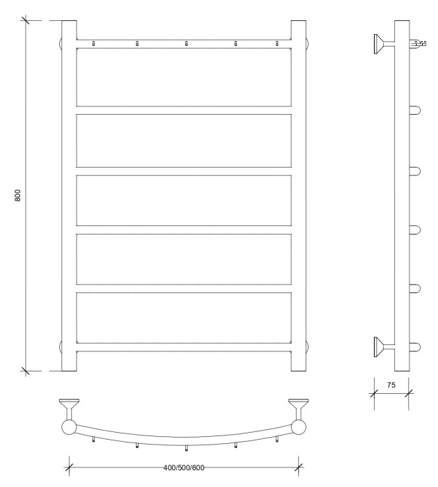 Полотенцесушитель водяной 80x60 Милан 1 К (черный) Secado арт. 4673739226278