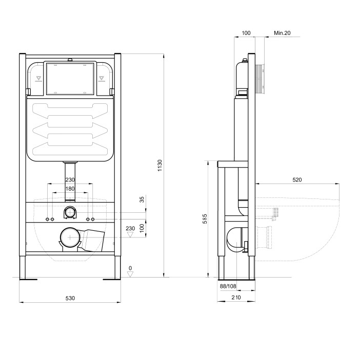 Инсталляция для подвесного унитаза отдельностоящая, усиленная Aquatek Aquatek арт. INS-0000016