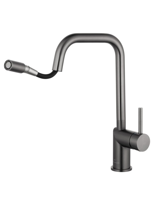 Смеситель для кухни с выдвижным изливом, Wonzon & Woghand, WW-6018-BGG цвет: графит