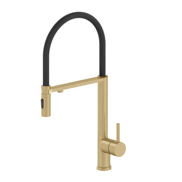 Смеситель для кухни с гибким изливом и подключением фильтра, Wonzon &amp; Woghand, WW-458028-BG цвет: золото