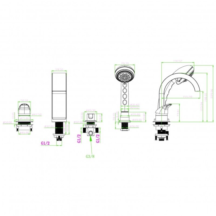 Смеситель на борт ванны, хром, Artistica Boheme 491