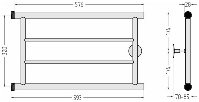 Стилье Водяной полотенцесушитель 320x600, Минор 0600, 00600-3260 цвет: без покрытия
