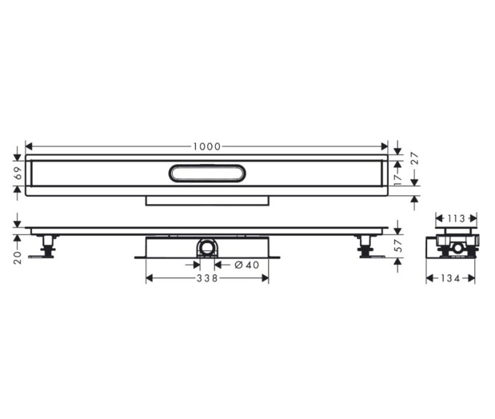 Монтажная часть для душа universal для установки на уровне пола с внешней частью 100 uBox Hansgrohe, см арт. 56020180