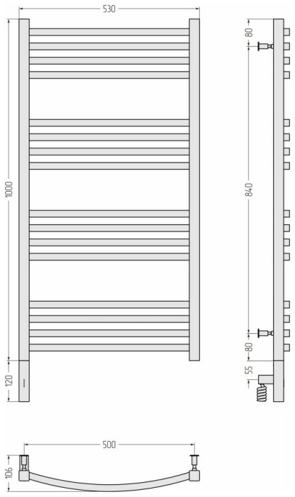 Сунержа Электрический полотенцесушитель 1200x600, Аркус 3.0, 071-5704-1050 цвет: сатин