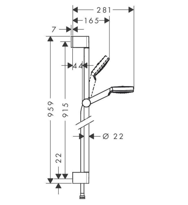 Душевой гарнитур со штангой 90см Crometta Hansgrohe, белый, хром арт. 26537400