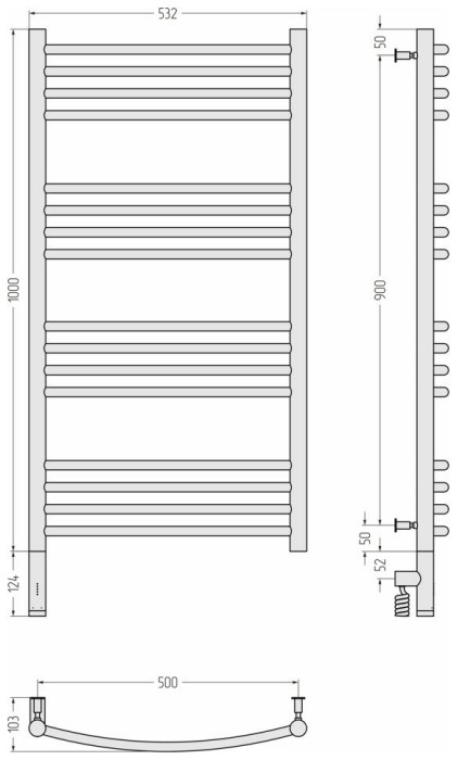 Сунержа Электрический полотенцесушитель 1000x500, Богема 3.0, 30-5802-1050 цвет: матовый белый