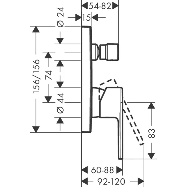 Смеситель для ванны скрытого монтажа, Hansgrohe Vernis Shape, хром арт. 71469000