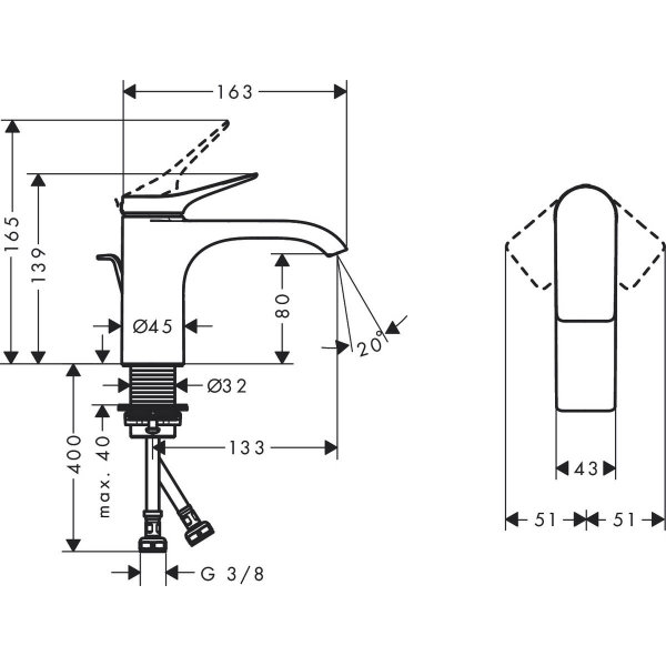 Смеситель для раковины со сливным гарнитуром, Hansgrohe Vivenis, хром арт. 75010000