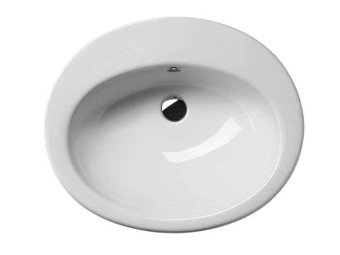 Врезная сверху раковина 61х52 см, глянцевая, санфарфор, с отв. под смеситель, GSI City арт. MASIAN111