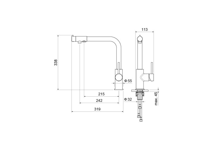 Смеситель для кухни с подключением к фильтру питьевой воды, Aquatek Европа, хром арт. AQ1386CR