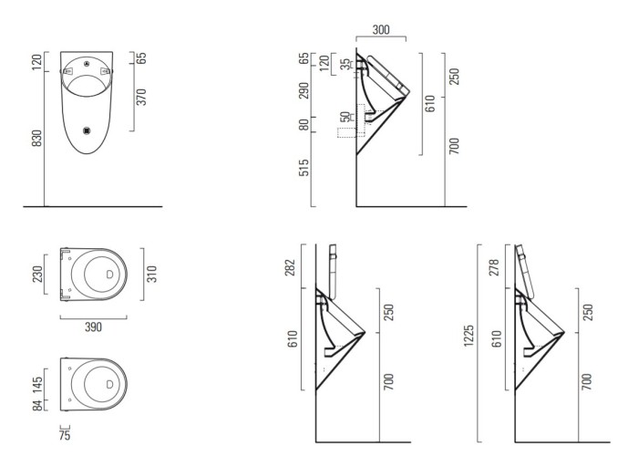 Писсуар настенный с отвертиями для крышки, GSI Pura арт. 769811