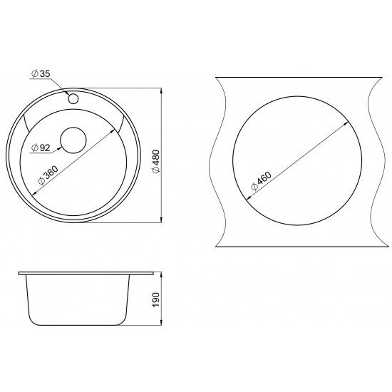 Мойка для кухни гранит D475 Paulmark GELEGEN 50, черный - PM404800-BL