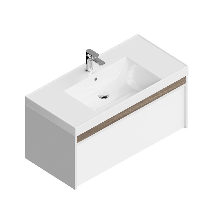 Тумба подвесная 100см с ящиком 1+1, Modula Kerama Marazzi, белый - MO.100.1+1\WHT