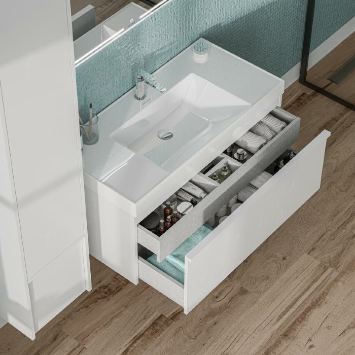 Тумба подвесная 100см с ящиком 1+1, Modula Kerama Marazzi, белый - MO.100.1+1\WHT